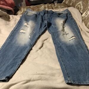Men's Blue Distressed Jeans